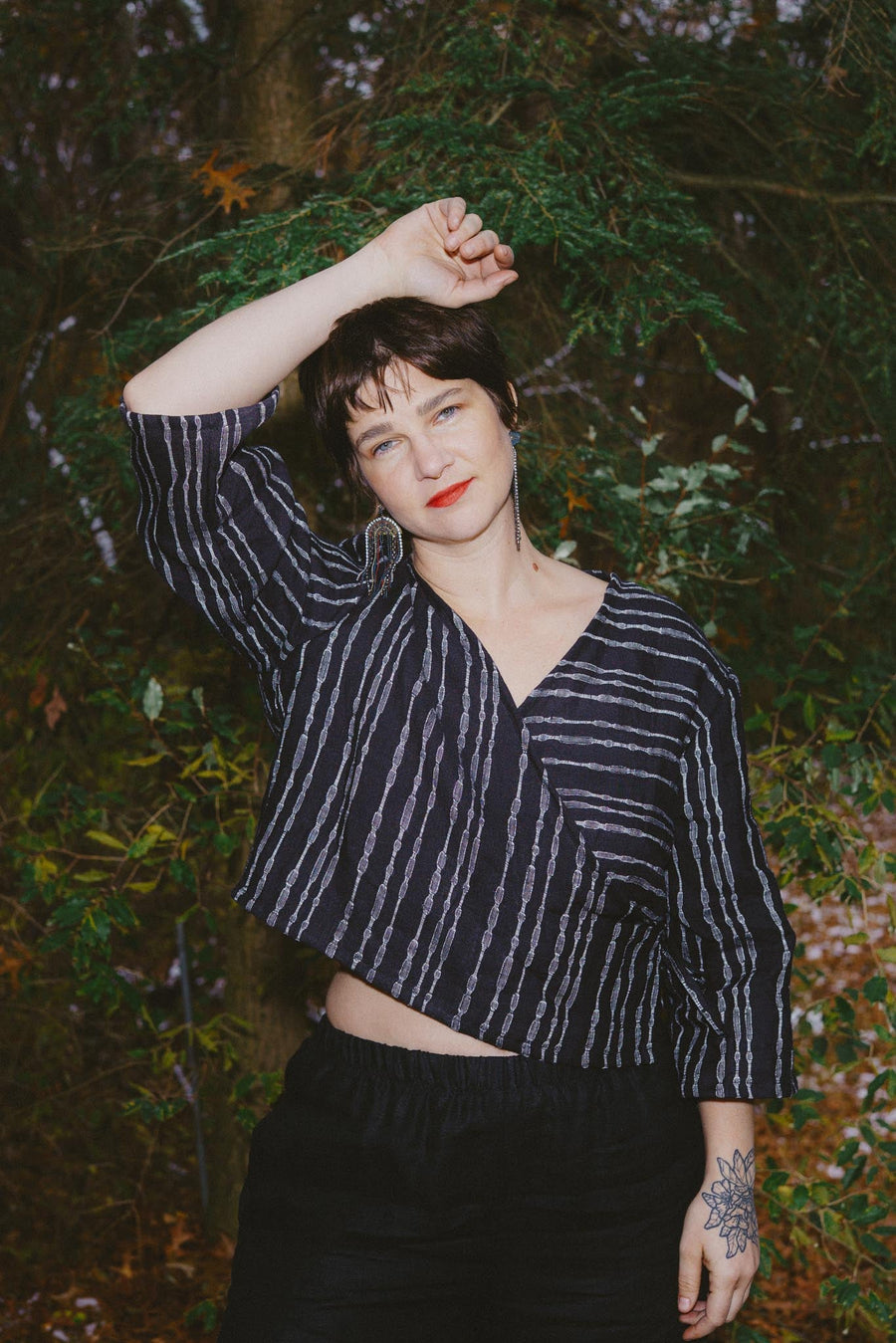 Conscious Clothing Artemis Top in Radio Stripe - plus size top, product view