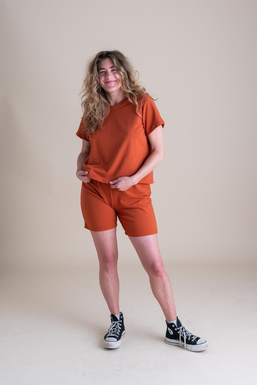 Conscious Clothing Liza Tee in Persimmon - plus size tee, product view