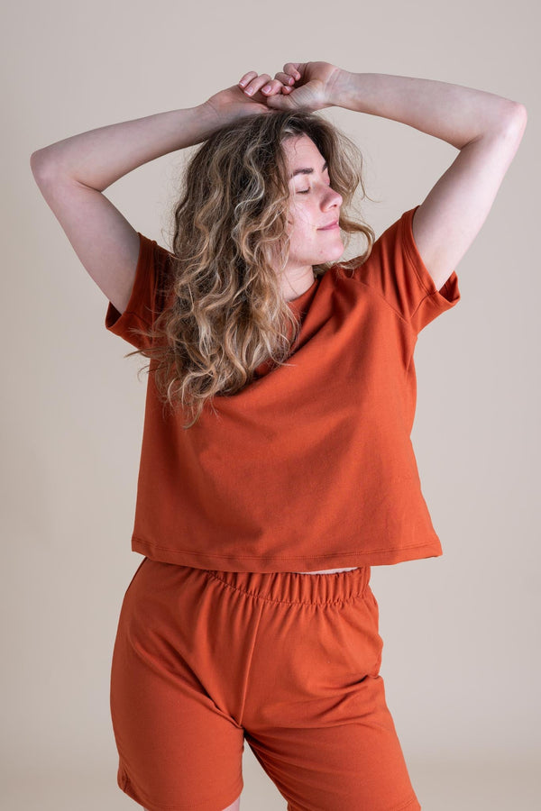 Conscious Clothing Liza Tee in Persimmon - plus size tee, product view
