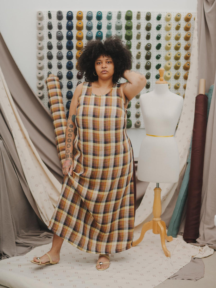 Conscious Clothing Rise Dress in Sundew - plus size dress, lifestyle shot