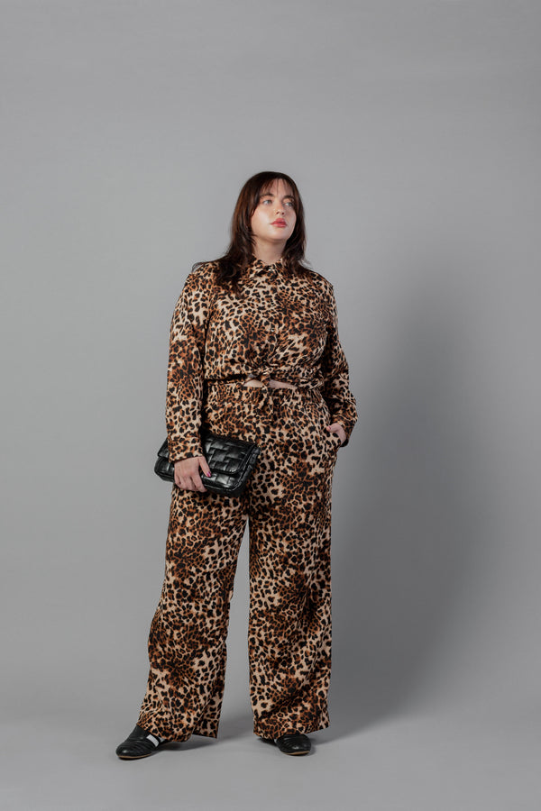 Riley Wide Leg Pant - Leopard