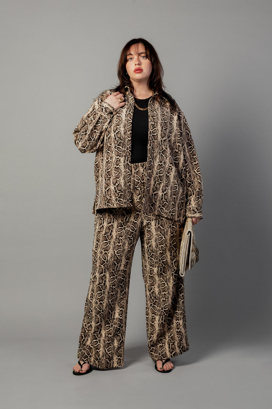 Baacal Riley Wide Pajama Style Pant in Leopard - plus size pant, product view
