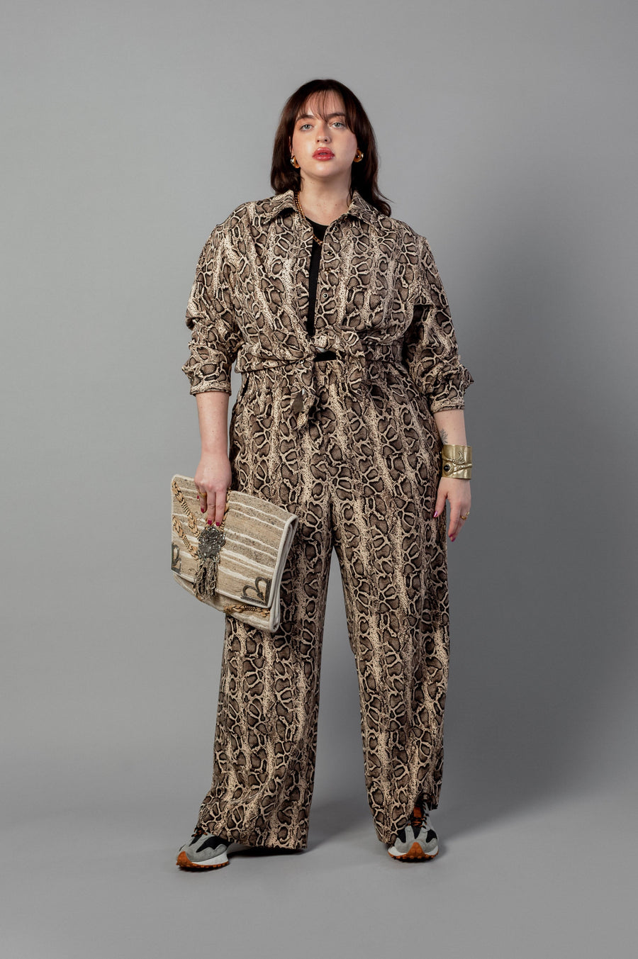Baacal Riley Wide Pajama Style Pant in Leopard - plus size pant, product view