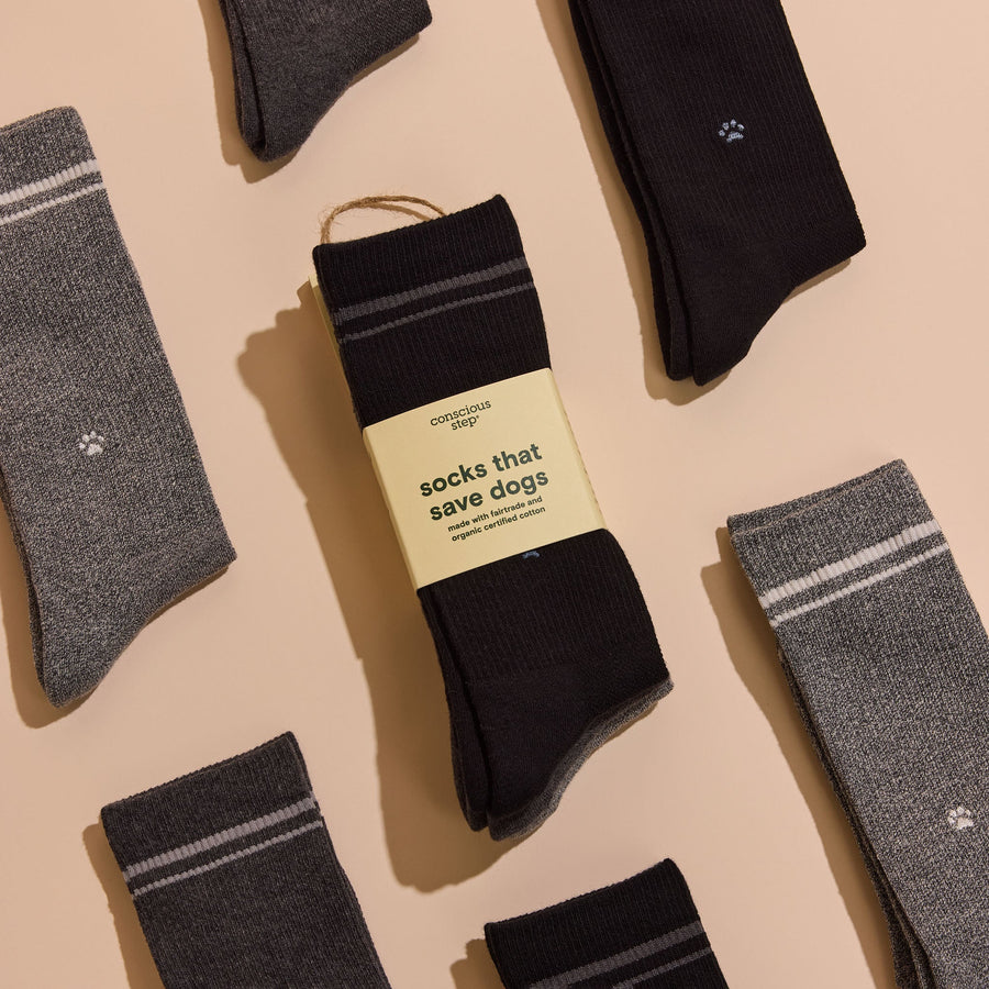 Conscious Step Comfort Crew Socks that Save Dogs - handcrafted socks