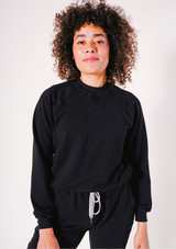 Poplinen Agnes Raglan Organic Cotton + Tencel™ Sweatshirt - Black - plus size garment, product view