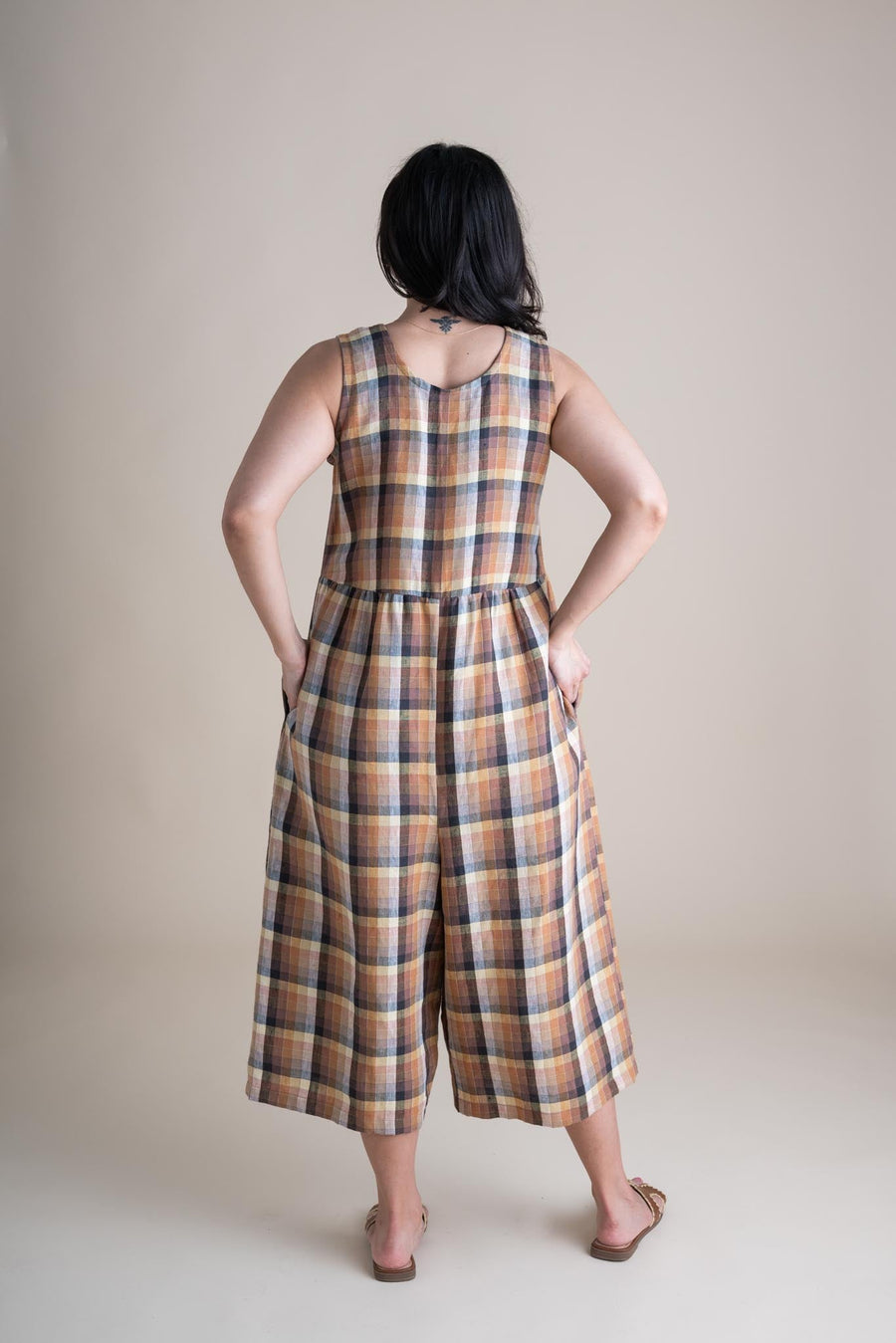 Conscious Clothing Backyard Jumpsuit in Sundew - plus size jumpsuit, back view