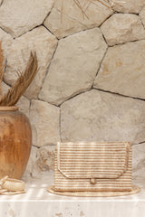 Village Thrive Stripes Rattan Clutch - clutch