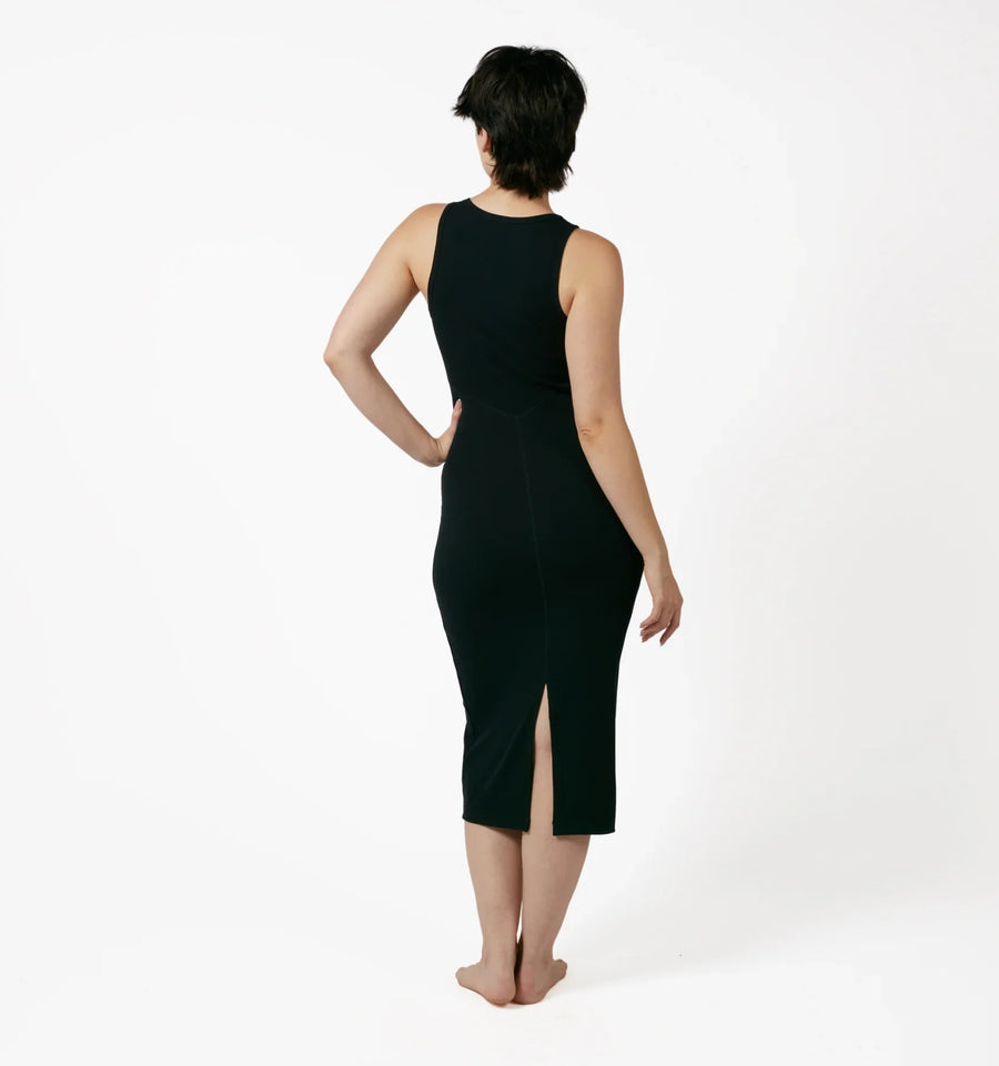TomboyX Banboo Rib Sleeveless Mid Dress - inclusive underwear, product view