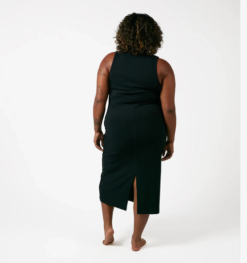 TomboyX Banboo Rib Sleeveless Mid Dress - inclusive underwear, product view