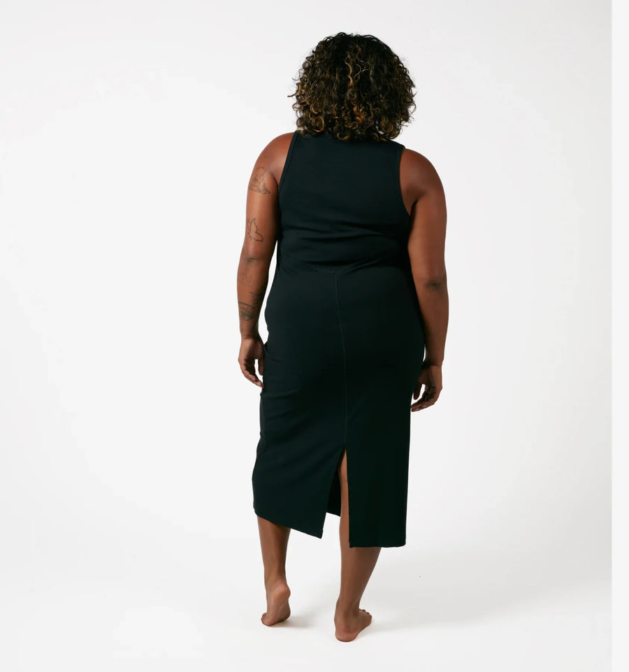 TomboyX Banboo Rib Sleeveless Mid Dress - inclusive underwear, product view