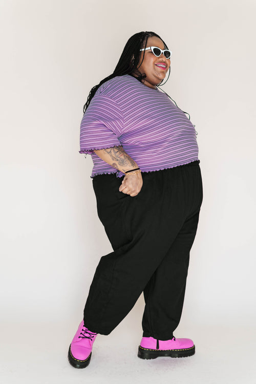 Nettle Studios Black Twill Barrel Pant - plus size barrel pant, product view