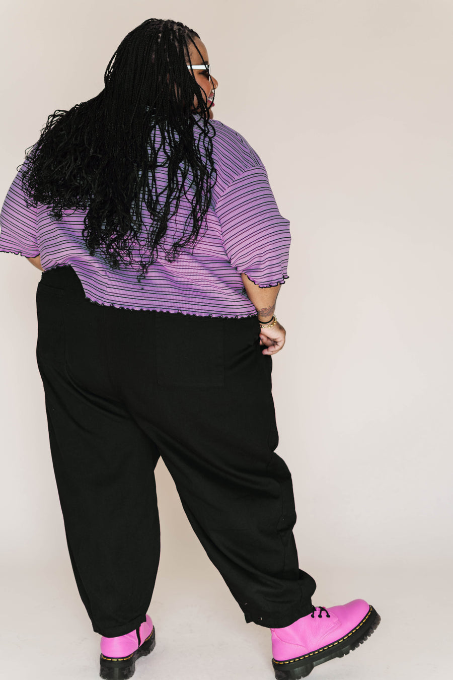 Nettle Studios Black Twill Barrel Pant - plus size barrel pant, product view
