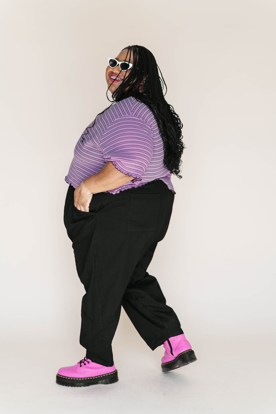 Nettle Studios Black Twill Barrel Pant - plus size barrel pant, product view