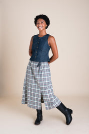 Conscious Clothing Katherine Vest in Cone Denim - plus size vest, product view