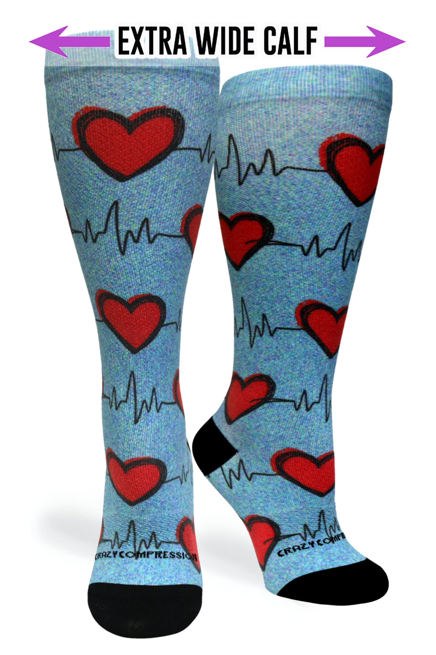Crazy Compression Heart Station Blue - (Standard & Extra Wide) - handcrafted accessory
