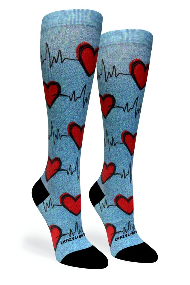 Crazy Compression Heart Station Blue - (Standard & Extra Wide) - handcrafted accessory