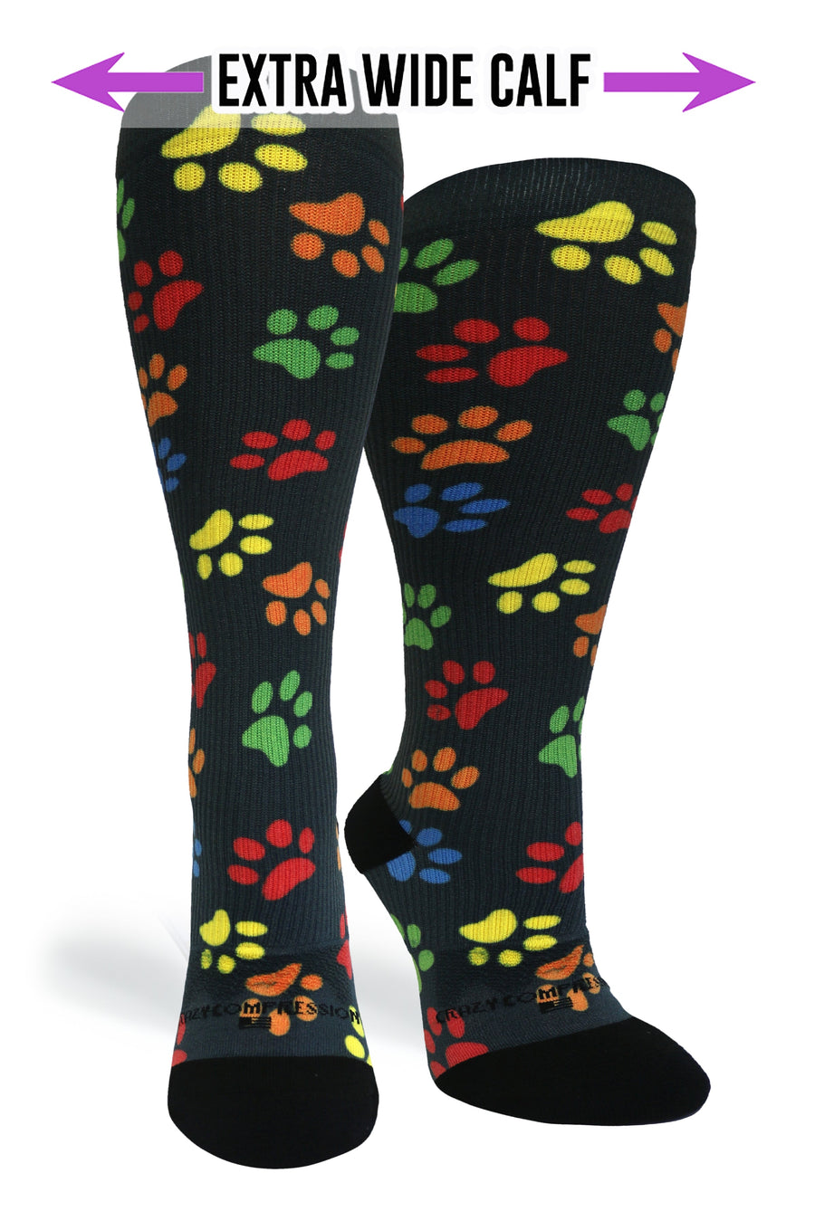 Crazy Compression Paw Prints Black - (Standard & Extra Wide) - handcrafted accessory
