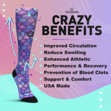 Infographic outlining core health benefits including improved circulation, swelling reduction, and athletic recovery support.
