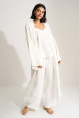 The Linen Long Robe - White