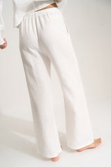 Be Idle The Linen Drawstring Pant - White - plus size pant, product view