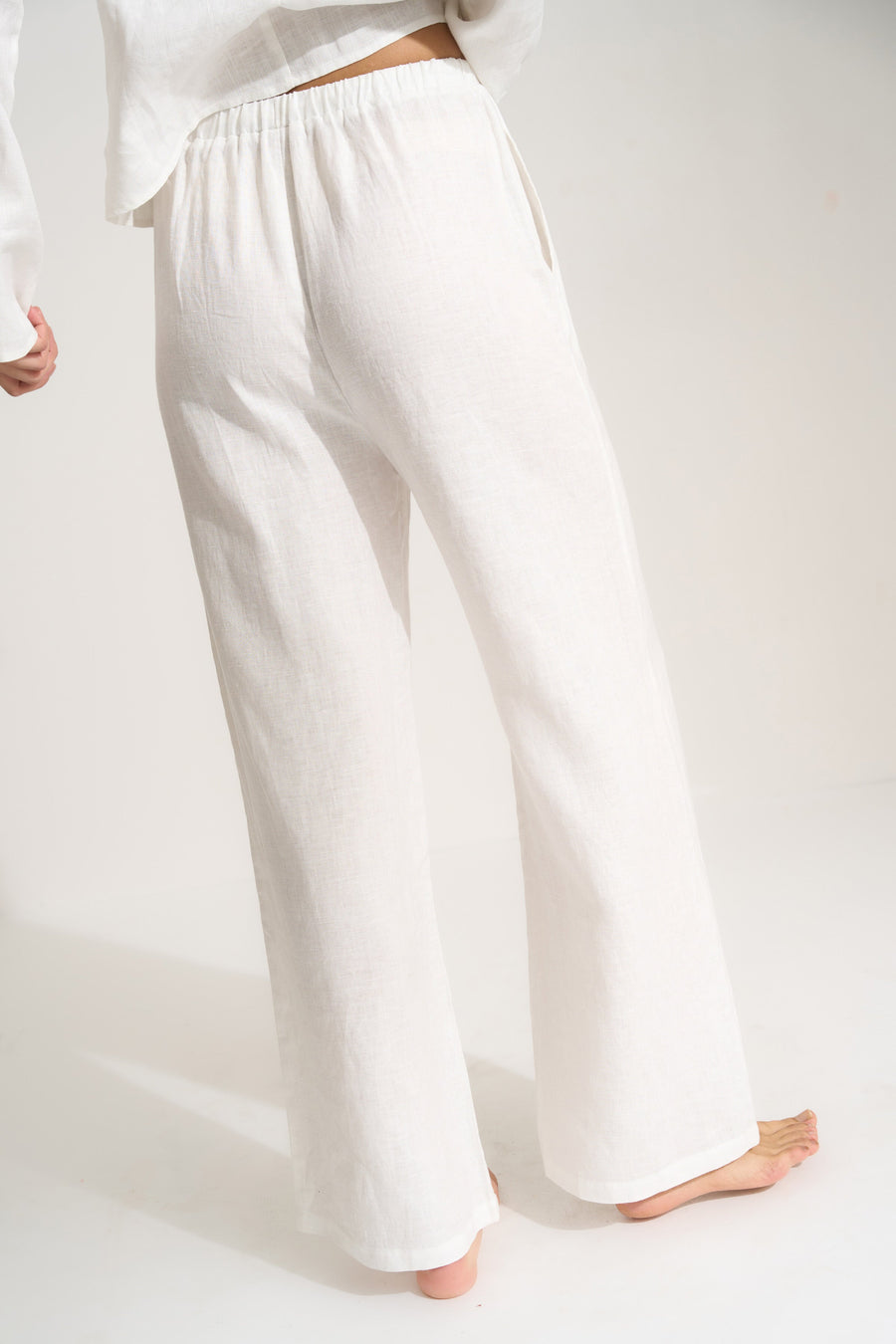 Be Idle The Linen Drawstring Pant - White - plus size pant, product view
