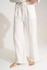 Be Idle The Linen Drawstring Pant - White - plus size pant, product view