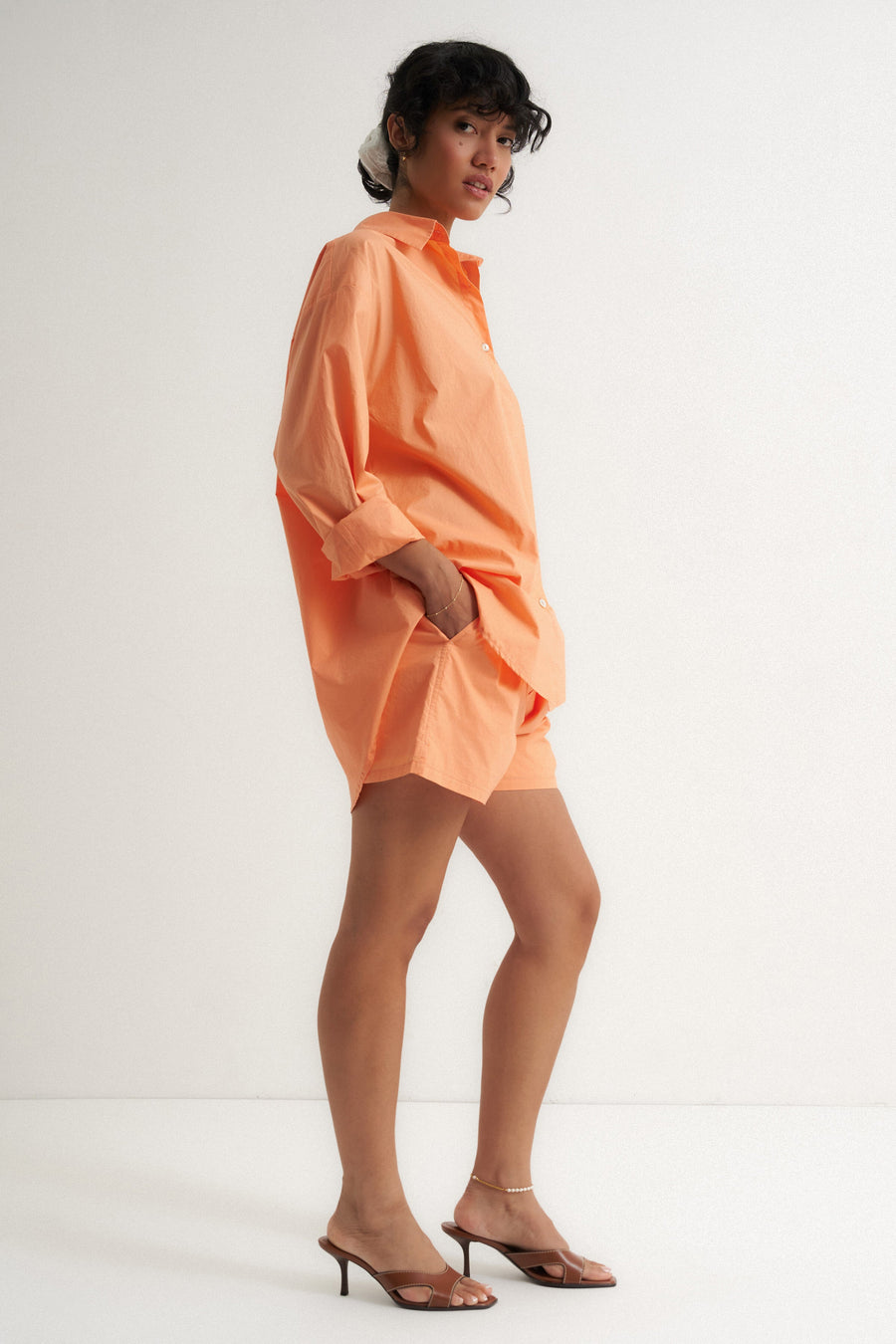 Be Idle The Poplin Boxer Short - Peach - plus size shorts, product view