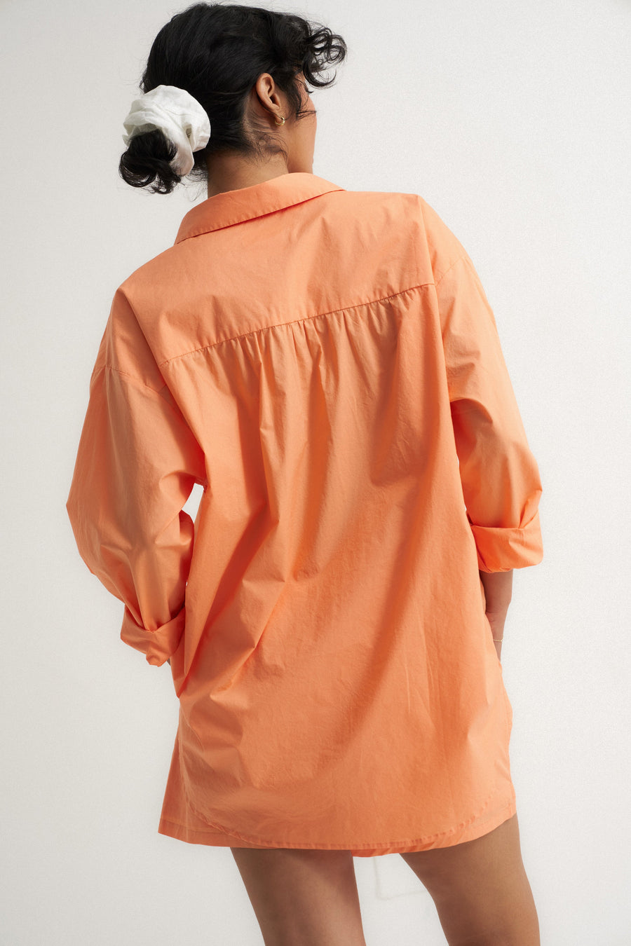 Be Idle The Poplin Button Down - Peach - plus size garment, product view