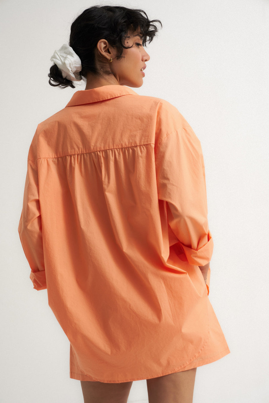 Be Idle The Poplin Button Down - Peach - plus size garment, product view