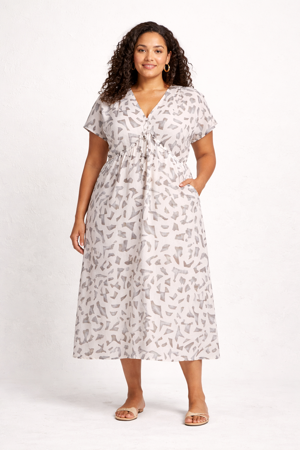 Gathered Maxi Dress with Side Slits | Mosaic