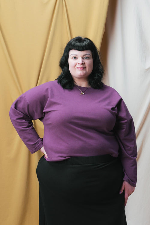 Conscious Clothing Christine Top in Plum - plus size top, product view