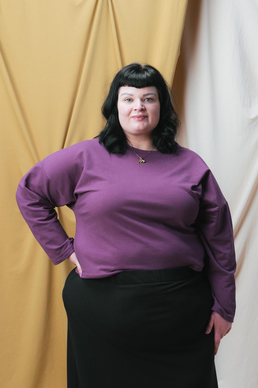 Conscious Clothing Christine Top in Plum - plus size top, product view