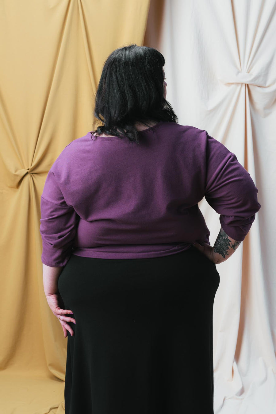 Conscious Clothing Christine Top in Plum - plus size top, product view