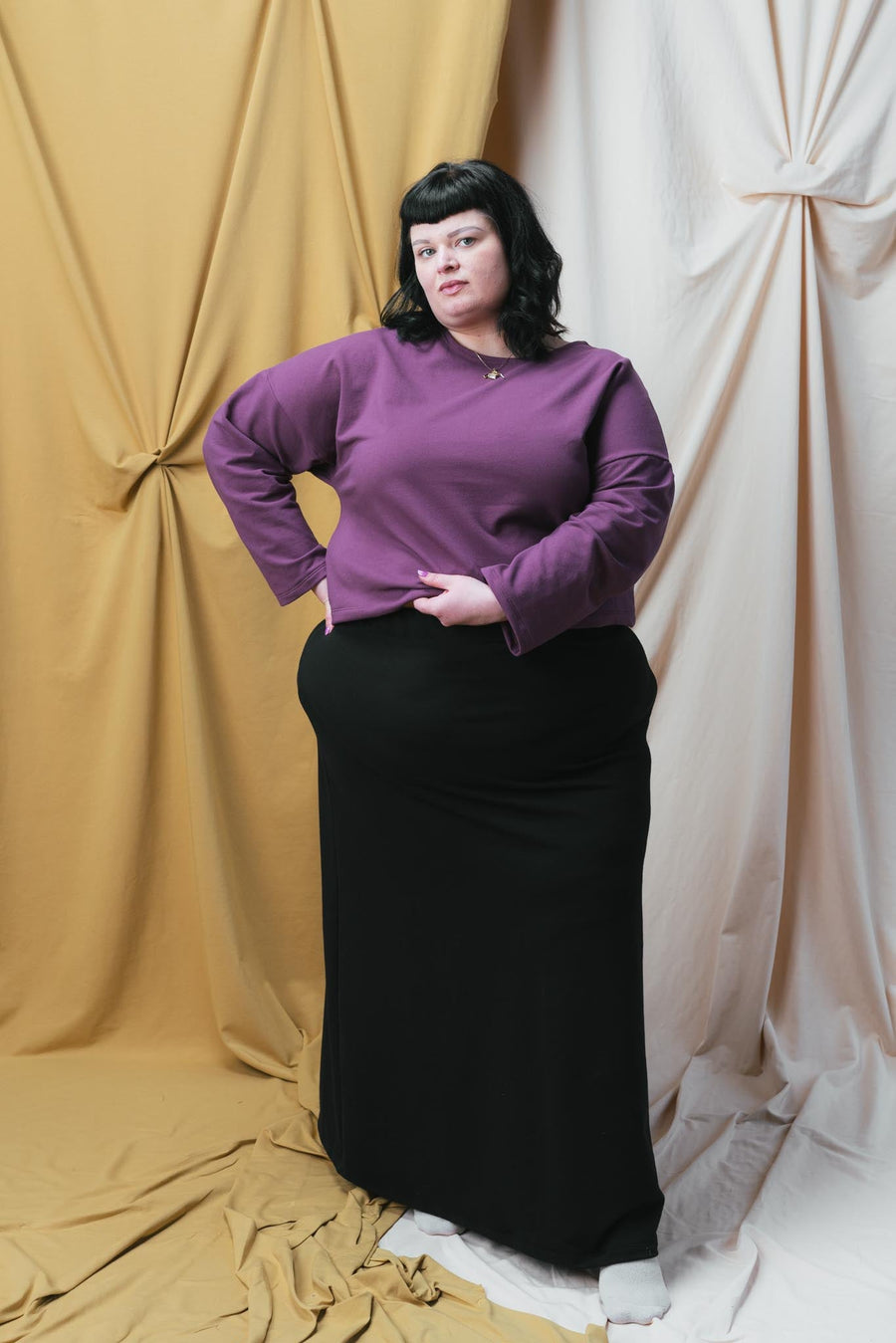 Conscious Clothing Christine Top in Plum - plus size top, product view