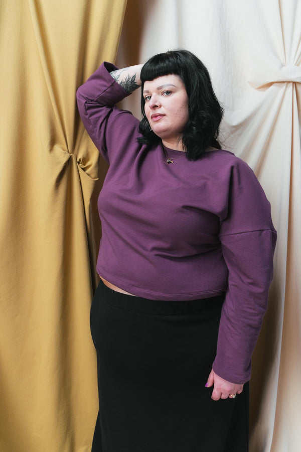 Conscious Clothing Christine Top in Plum - plus size top, product view