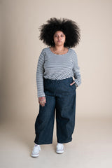 Conscious Clothing Crescent Moon Pants in Cone Denim - plus size pant, product view