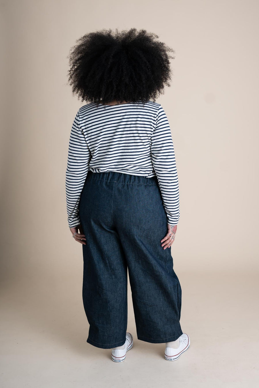 Conscious Clothing Crescent Moon Pants in Cone Denim - plus size pant, product view