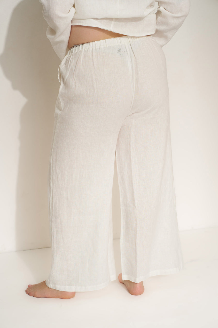 Be Idle The Linen Drawstring Pant - White - plus size pant, product view