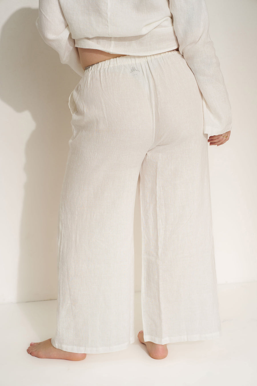 Be Idle The Linen Drawstring Pant - White - plus size pant, product view