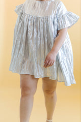 Nettle Studios Silver Metallic Mini Mushroom Dress - plus size mushroom dress, product view