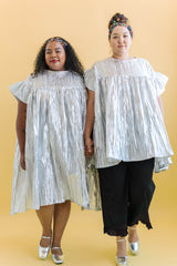 Nettle Studios Silver Metallic Mini Mushroom Dress - plus size mushroom dress, product view