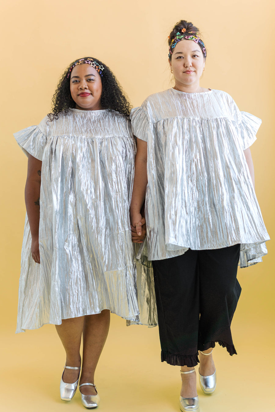 Nettle Studios Silver Metallic Mini Mushroom Dress - plus size mushroom dress, product view