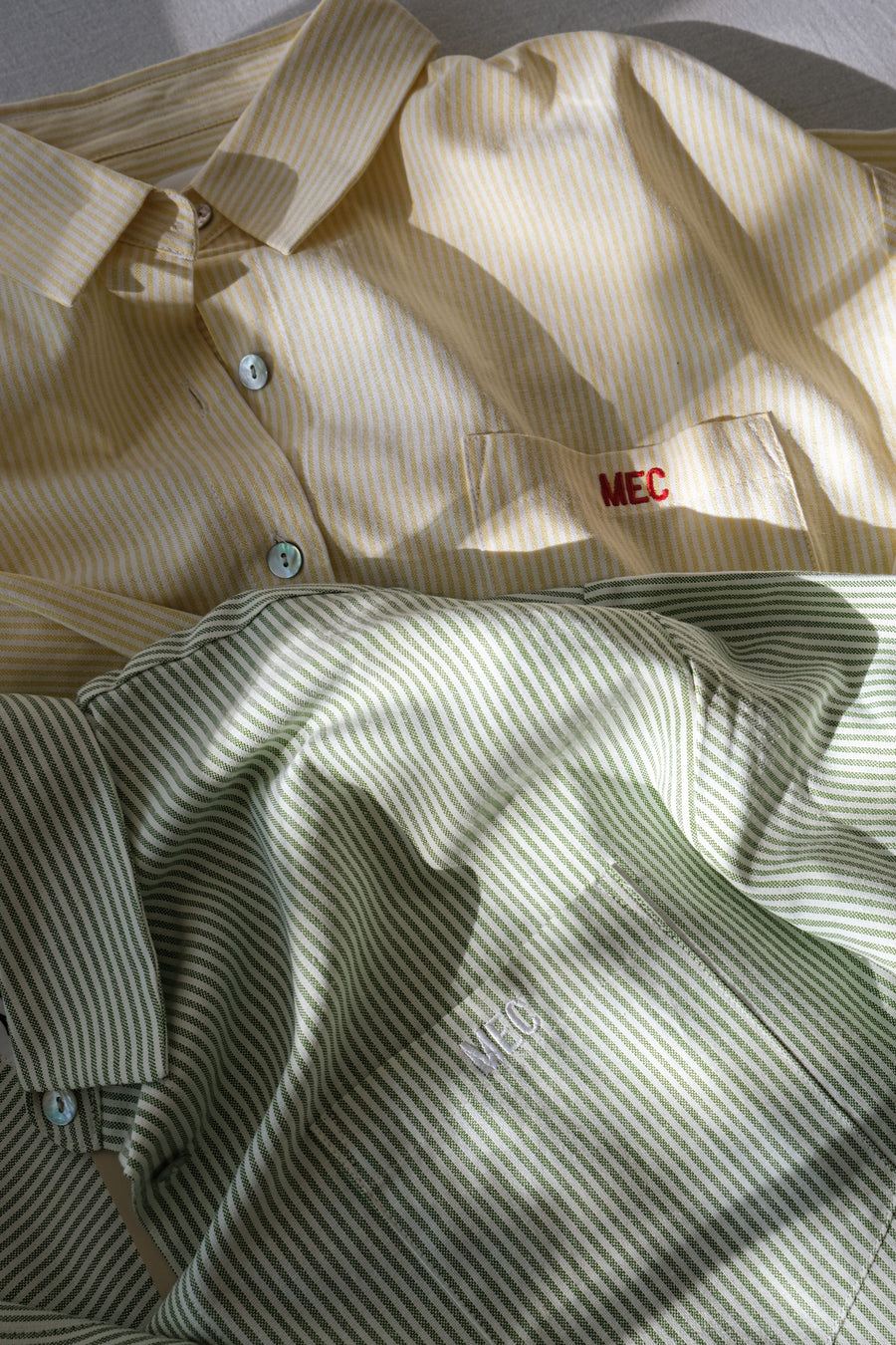 Be Idle The Pinstripe Button Down - Green - plus size garment, product view