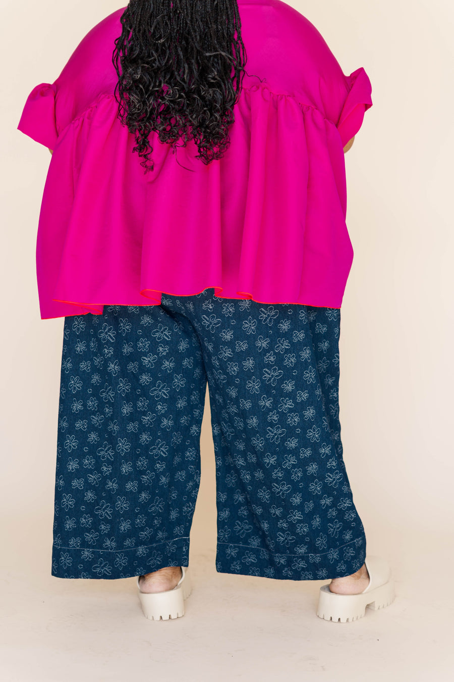 Nettle Studios Dark Daisy Denim Mid Easy Pant - plus size easy pant, product view