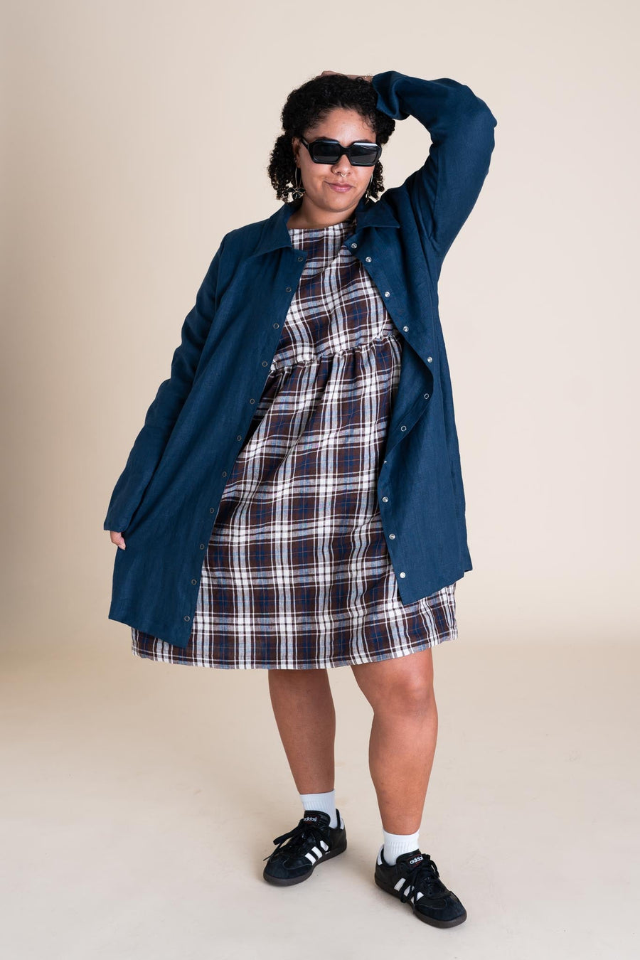 Conscious Clothing Highland Jacket in Navy - plus size garment, product view