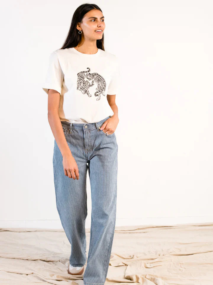 ABLE Elaine Wide Leg Jean - Railroad Stripe Wash