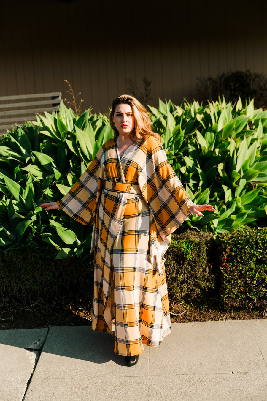 Bohémienne Kimono Robe in “Yellow Plaid”
