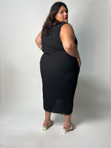 Jaya Pleated Dress- Reversible Polka Dot / Black