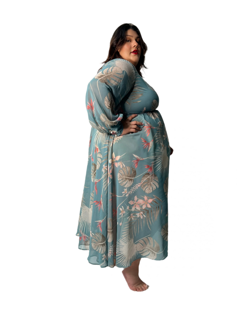Baacal Midi Wrap Dress in Bora Bora - plus size dress, product view