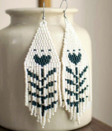 Fair + Simple Beaded Fringe Earrings in Flor - handcrafted earrings